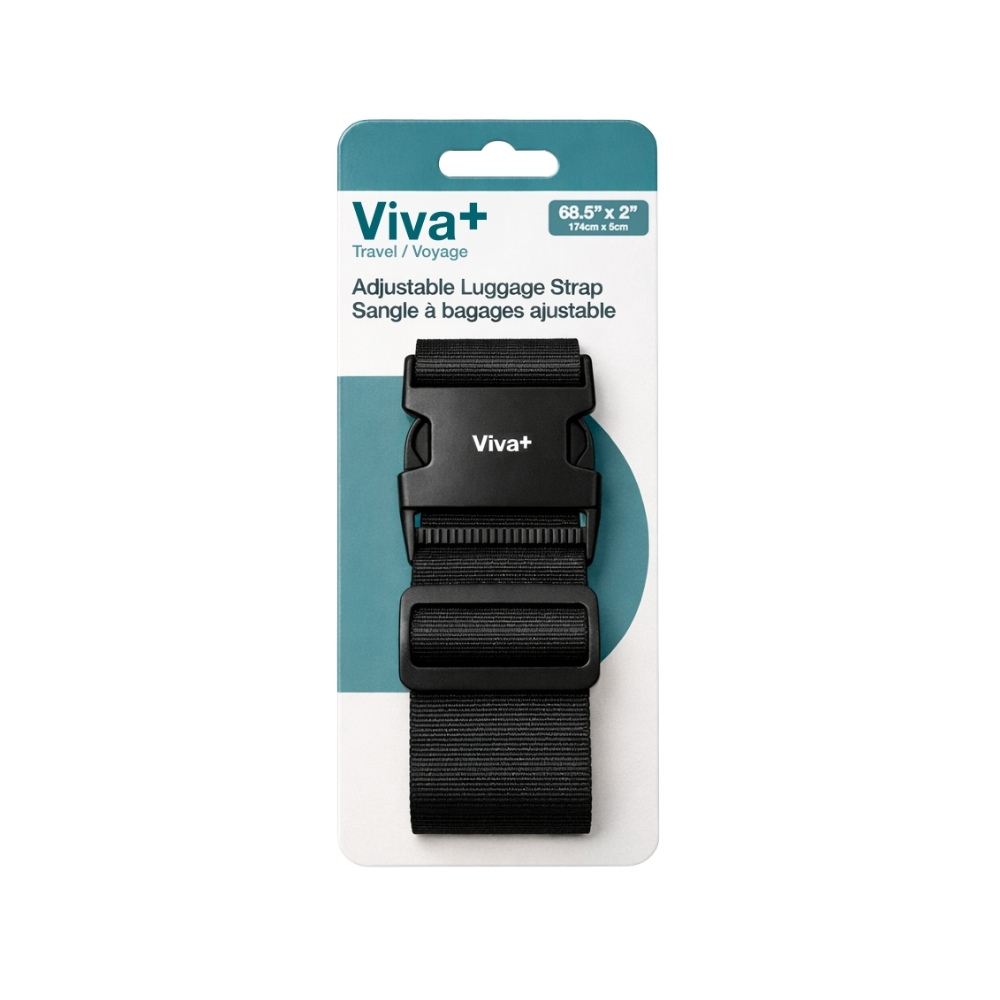 Image Sangle à bagages ajustable – 68,5 po x 2 po – noire